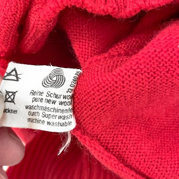 Vintage Marz Munchen Cardigan Sweater Women's Size 14 Red Wool Button-down Patch - Picture 6 of 6